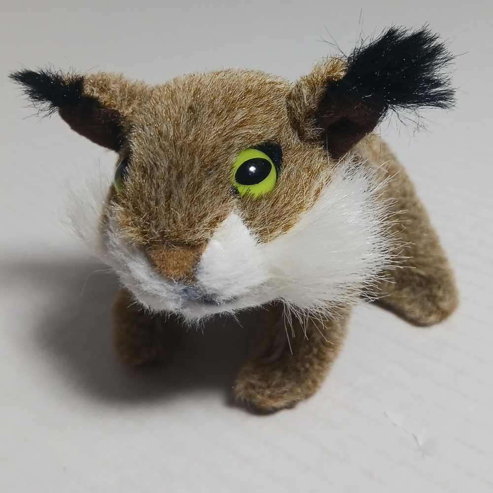 Folkmanis Brown Mini Bob Cat Finger Puppet Tan with Green Eyes 5"